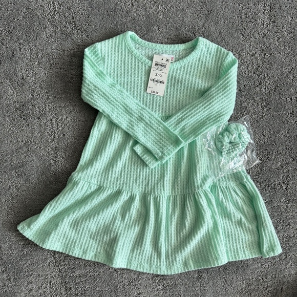 Adorable Epic Threads Mint Candy Waffle Knit Dress-matching hair scrunchie - Picture 1 of 6